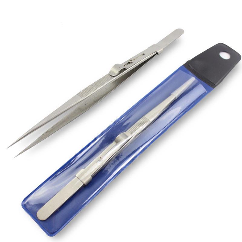 Anti-Slip Stainless Steel Jewelry Tweezers with Locking Slot for DIY Repair