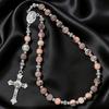 Vintage Cross Religious Rosary Beads Chain Jesus Crucifix Virgin Mary Pendant Chain Jewelry Religious Prayer Beads Bracelet