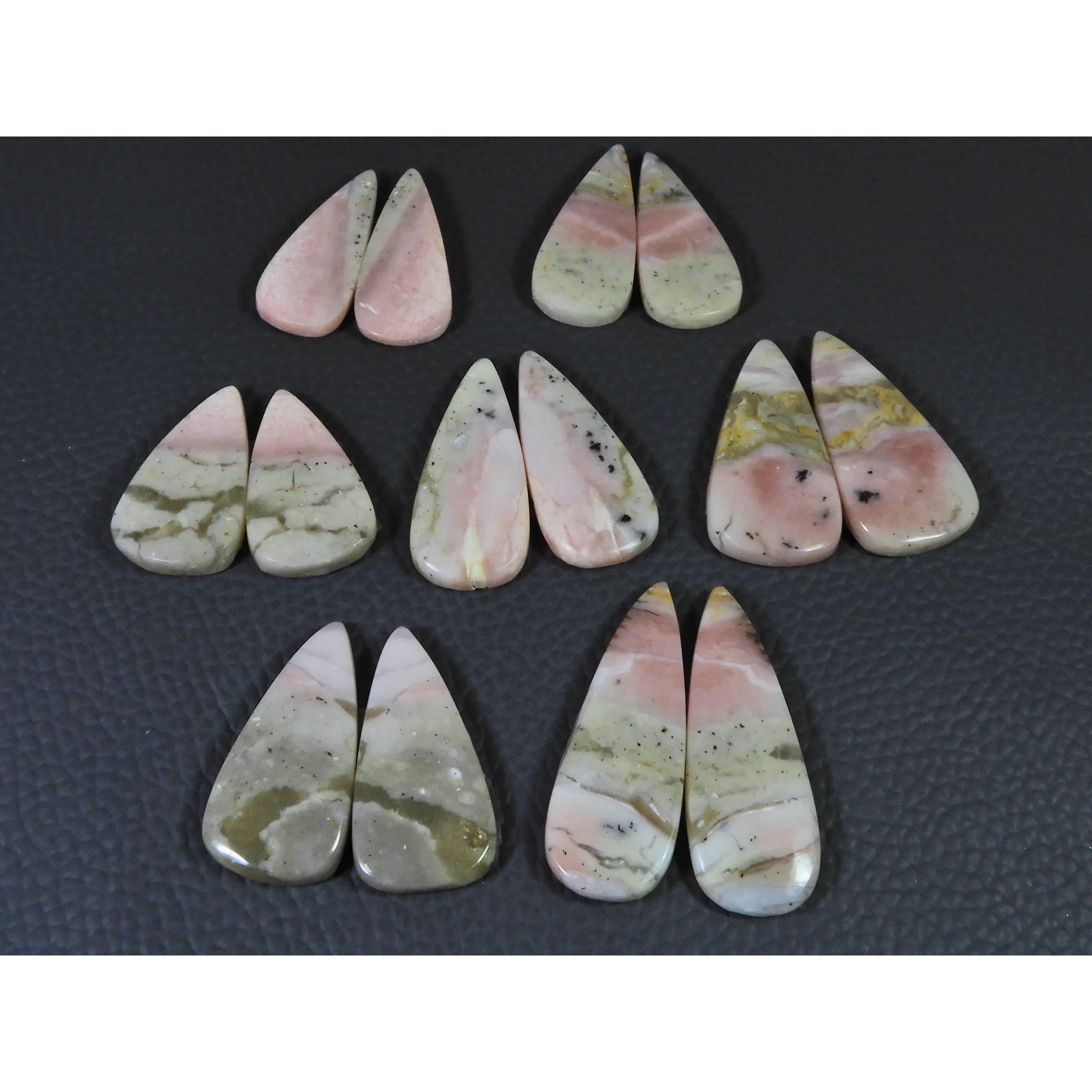 159Cts. Natural Pink Opal  Matched Pair Pear Cabochon Gemstone 7Pair Lot C-1391