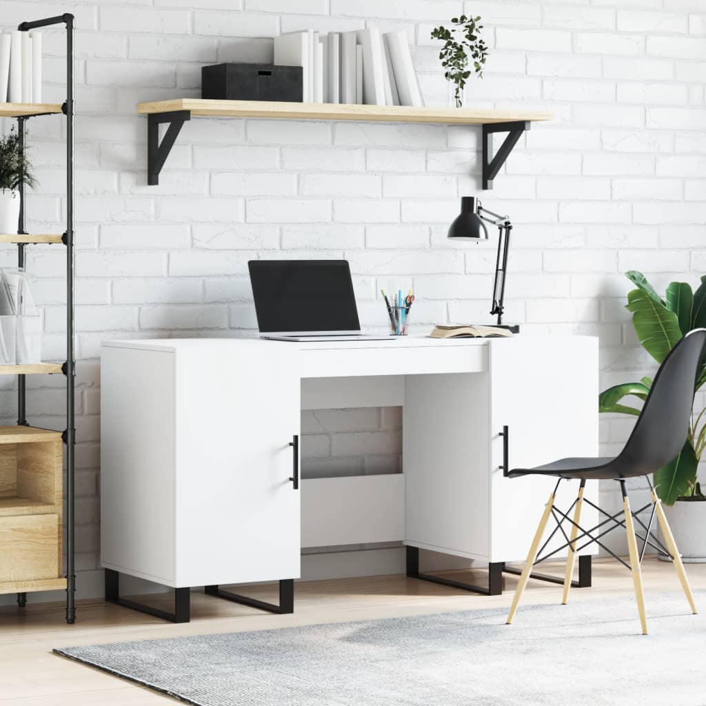 White Desk 140x50x75 cm Particleboard