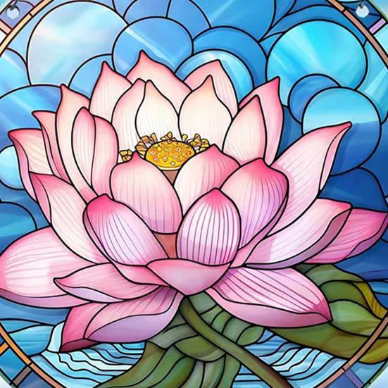 Stained Glass Flower Hanging Decoration Living Room Wall Window Hanging Floral