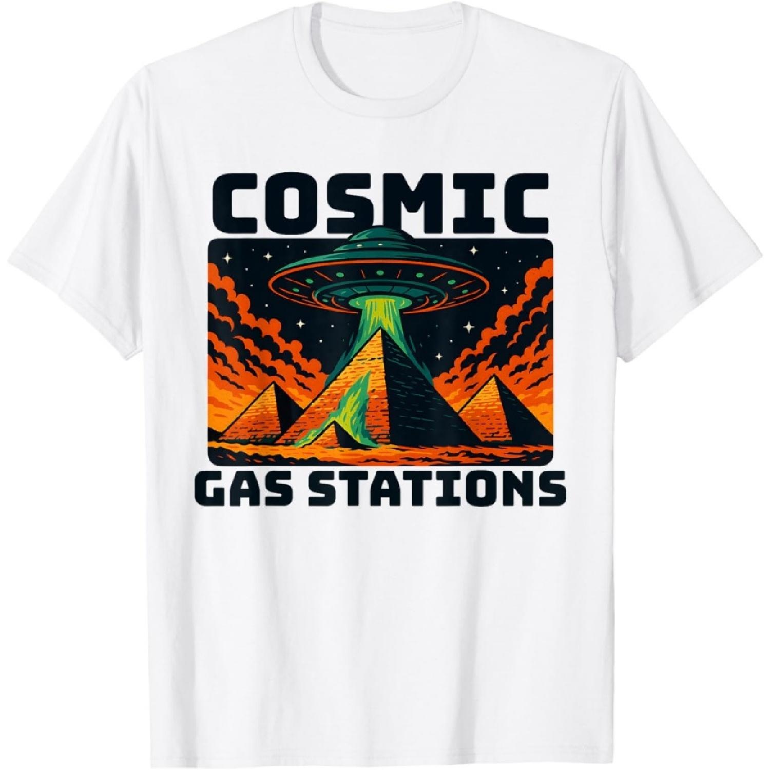 Космические заправки Смешные инопланетяне НЛО Египетские пирамиды Футболка(1) XXXXXL белый