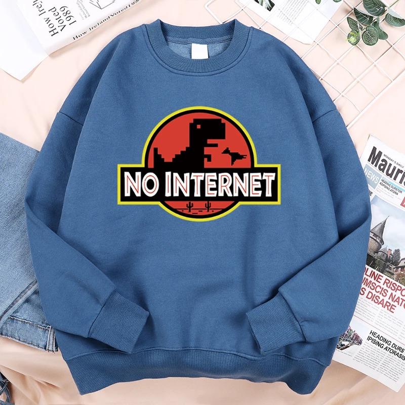 Kein Internet Lustiger Kleiner Dinosaurier Hoodie Herren Herbst Fleece Sportbekleidung Bequemer Persönlichkeits-Hoodie Locker Fleece-Kleidung Pullover & Lange Ärmel Herren