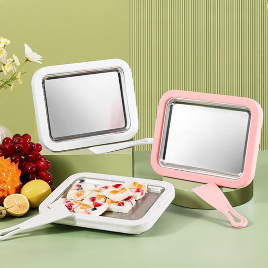 Nerezový stroj na výrobu rolované zmrzliny DIY Mrazicí stroj na jogurt a sorbet Neelektrický domácí výrobník dezertů