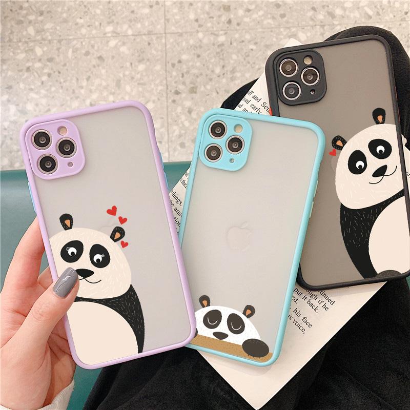 Creative Panda Family Cute Animal Phone Case for iPhone 15 12 13 11 14 Pro Max 7 8 Plus SE 2020 X XR XS Shockproof Couple Cover