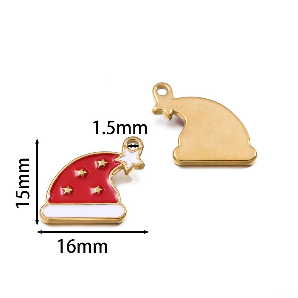 1pcs Stainless Steel Christmas Charms Gold Color Santa Claus Christmas Tree Enamel Pendants For DIY Earrings Necklaces Making
