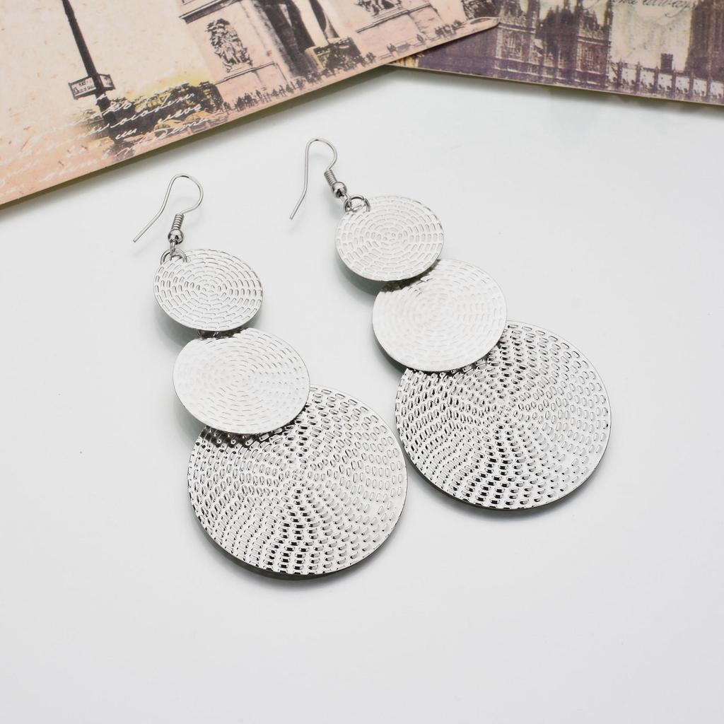 E1208 European & American Pop Rock Frosted Round Earrings Fashion Accessories