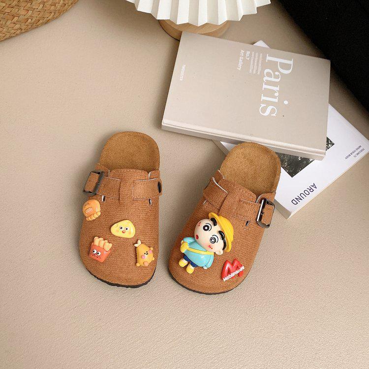 Kids' 2025 Shin-chan Cartoon Thick-soled Birkenstock Shoes – Non-slip, Retro, Closed-toe Slippers for Boys & Girls