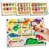 Montessori Magnetische Farbzuordnungsspiele Labyrinthbrett Stift Bewegliche Perlen Spiele Holzkontrolle Sensorisches Spiel Lernspielzeug für Kinder