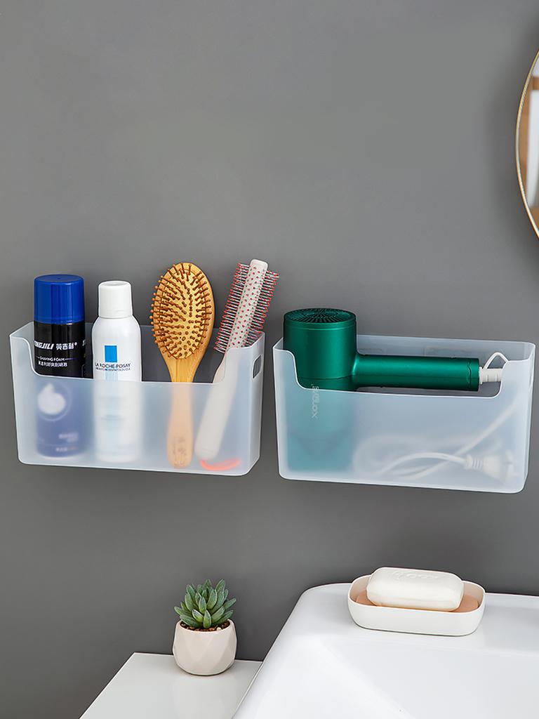 WORTHBUY Multifunctional Punch Free Wall Mounted Hair Dryer Storage Box,Cosmetic Cleaning Supplie Storage Organizer For Bathroom