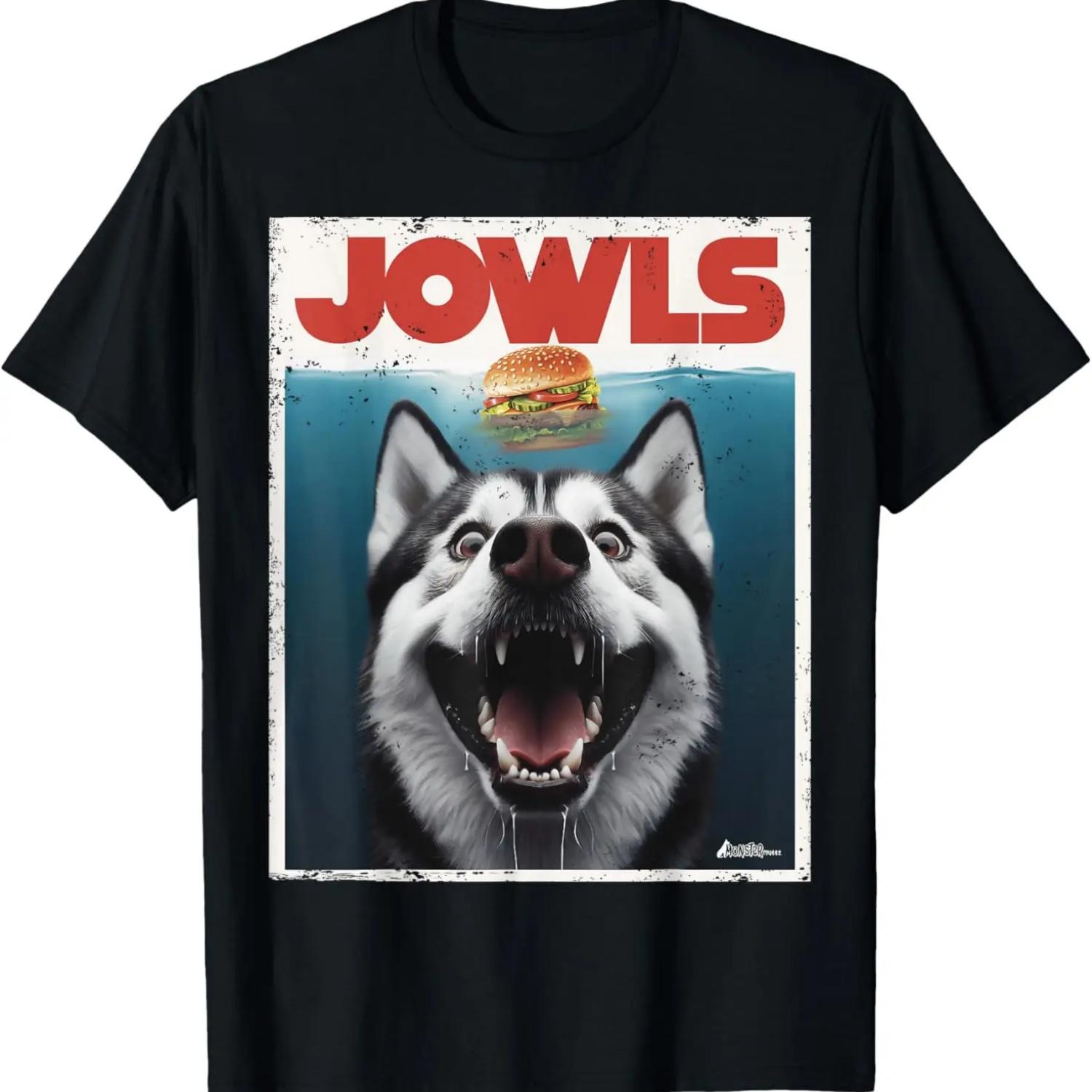 Funny Siberian Husky Jowls, Sled Dog Mom Top Alaskan Dog Dad T-Shirt S
