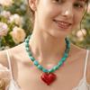 Colorful Heart Pendant Necklace Multi-Color Statement Jewelry Unique Bead Choker  Vacation Wear