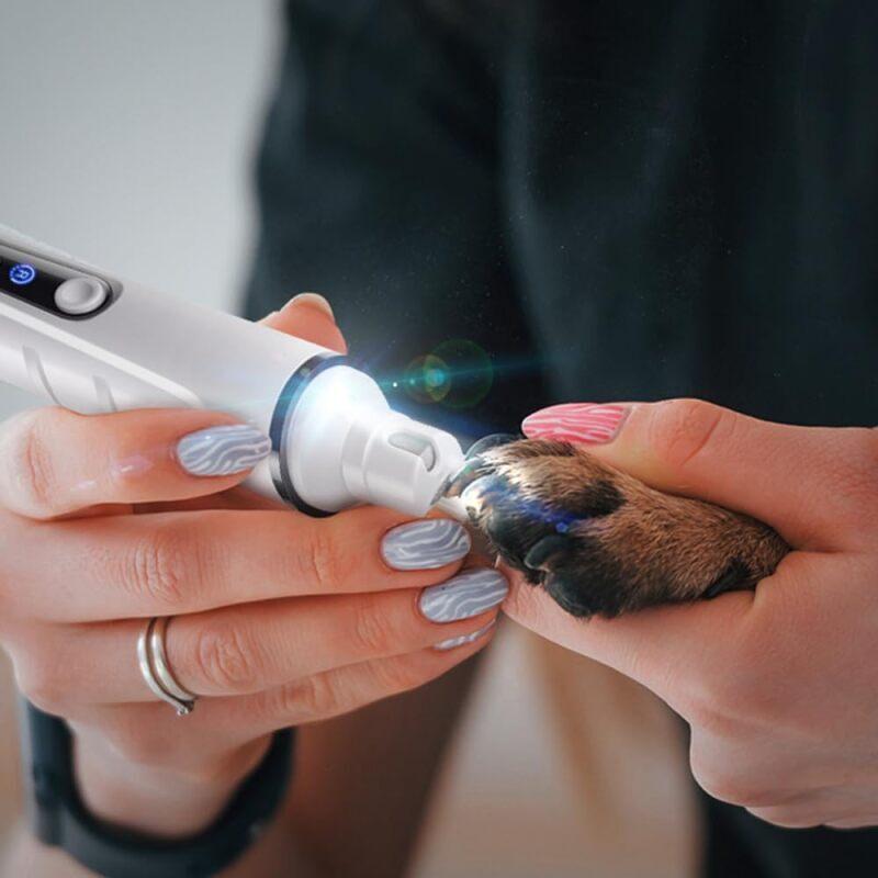 Electric Pet Nail Grinder Low Noise with LED Light Portable Professional Nail Care Tool Kit Home Grooming