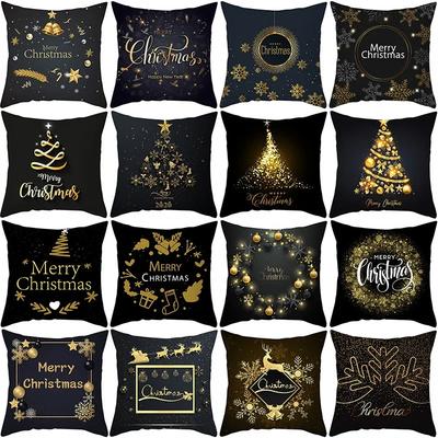Home Decoration Christmas Black Snowflake Pillow House Polyester Cushion Cushion Set Decoration Funda De Almohada