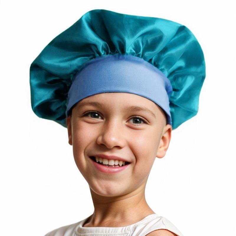 Dětská saténová noční čepice na ochranu vlasů a proti prachu Kulatá čepice