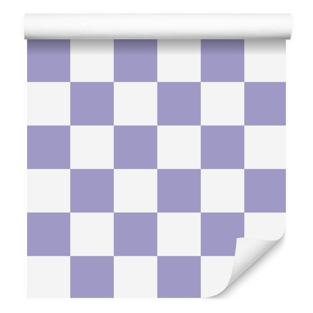 Checkerboard Wallpaper Blue, White and Light Gray 50x1000