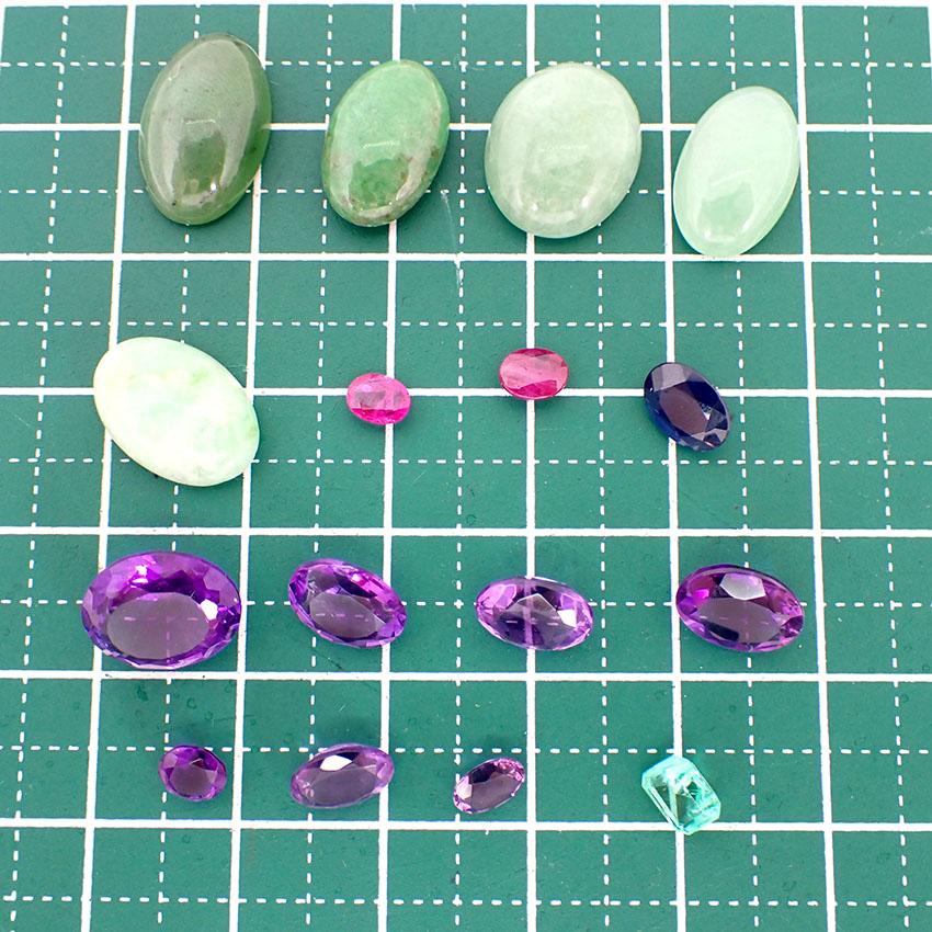 [Used] Amethyst, Jade, Green Garnet, Sapphire, Ruby Loose Stones/j26-2