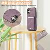 For iPhone 16 Case Card Holder Kickstand Leather+TPU Phone Cover with Shoulder Strap