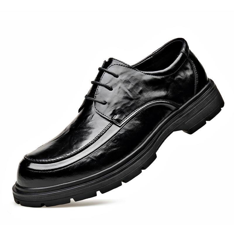 

Derby men s leather shoes High quality and comfortable retro style Dress up party Adult luxury shoes Black New 44