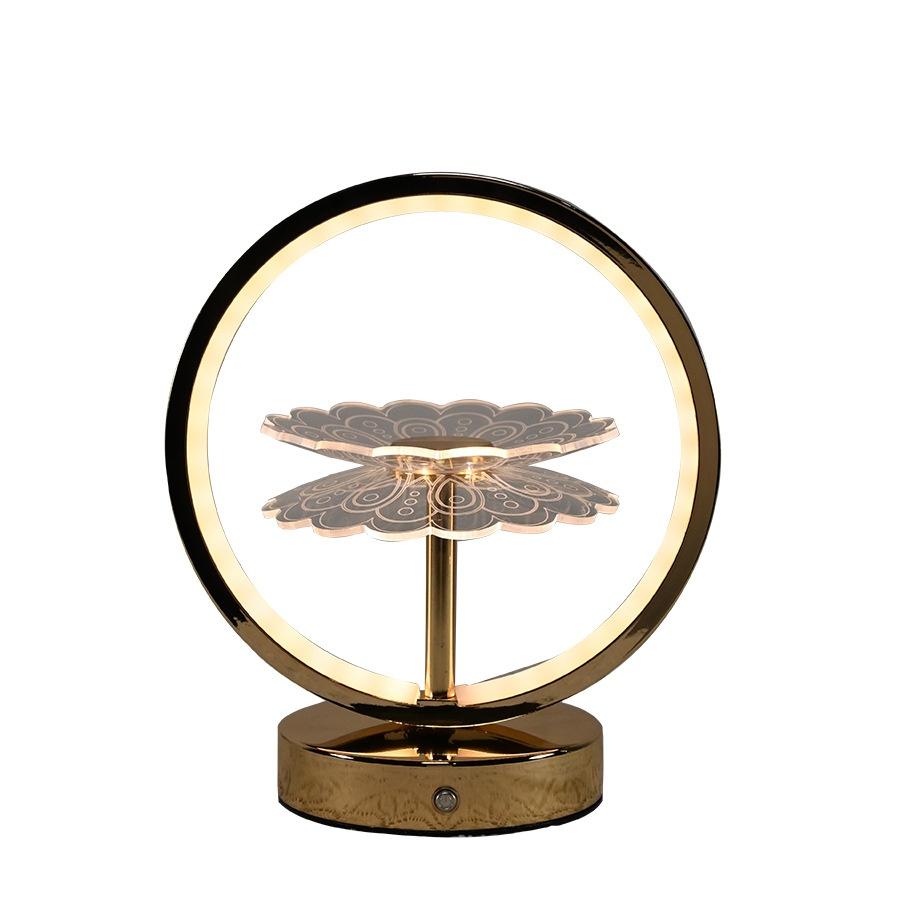 Chinese Style Table Lamp Bedroom Bedside Lamp Simple High-end Ornaments Creative Peony Small Night Light LED Decorative Built-in