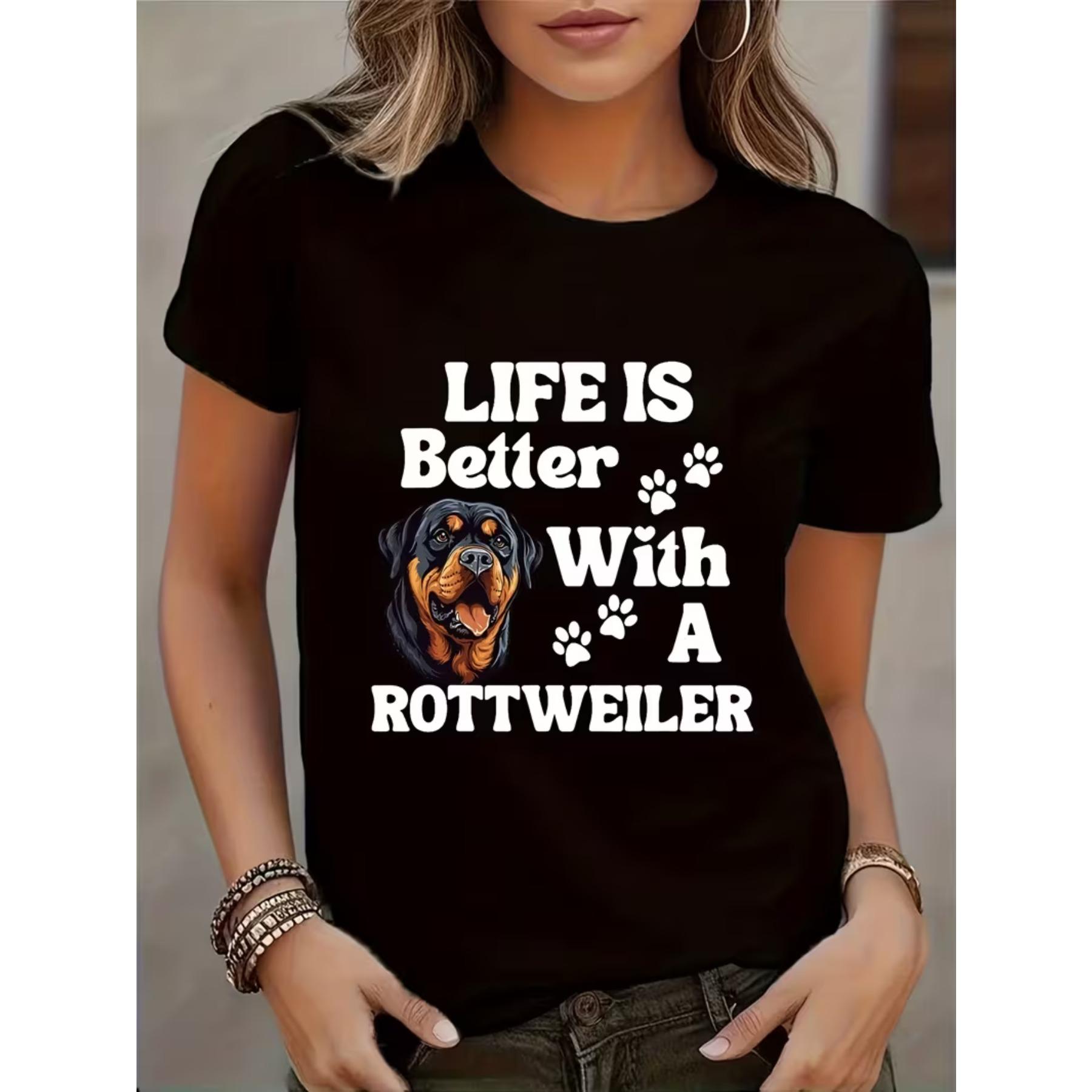 

Women s Casual T-Shirt with Cute Dog Print, Machine Washable, Perfect for Spring and Summer XXL чорний