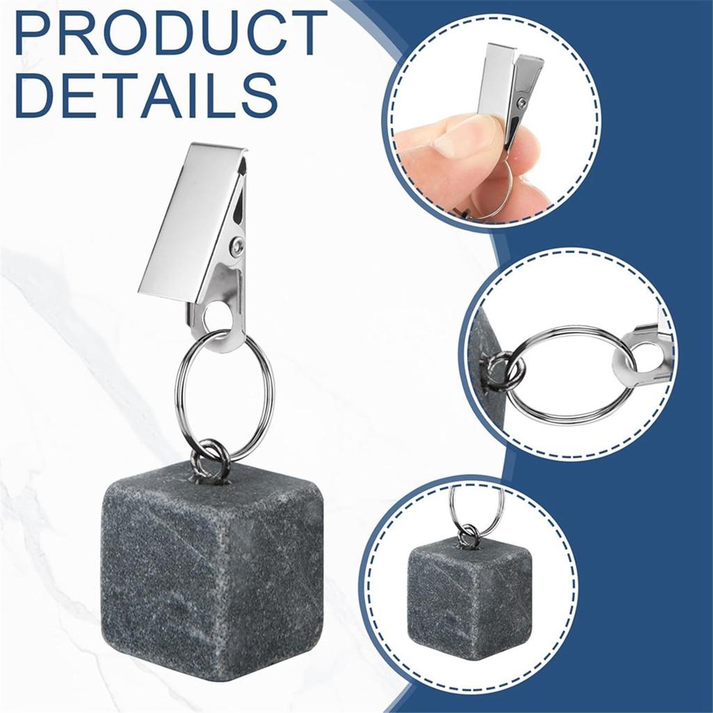 BHBL 16PCS Tablecloth Weights with Metal Clip, Cube Table Covers Pendant Stones, Marble Table Cloth Weights for Decoration