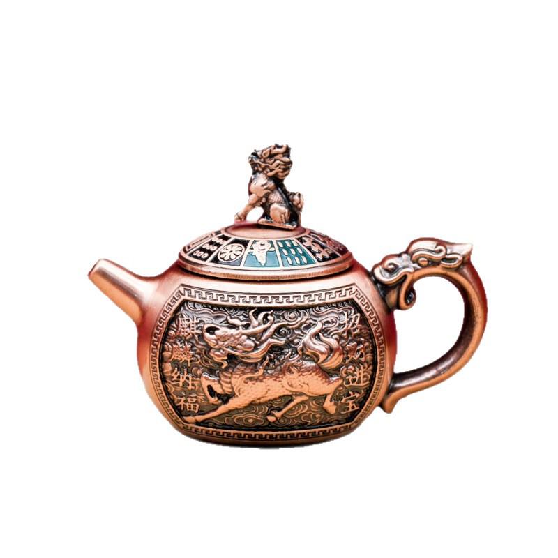 Bronze Qilin Pot: Spin Horse Keychain Pendant Decompression Ornament.