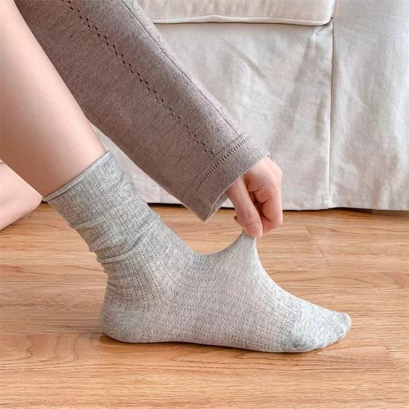 Socks For Women Thin Summer New Candy Color Hollow Out Loose Socks Spring Summer Breathable High Quality Cotton Roll Edge Socks#