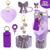 6Pcs Accessory Set For Stanley Cup Water Bottle Handle Strap Straw Cap Protect Bottom Cover Charms Pendant Keychain Decoration