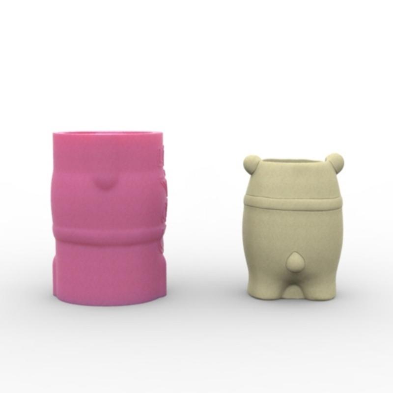 Practical Bear Flower Pots Sturdy Silicone Mold Cement Plaster Craft Supplies for Garden and Indoor Decoration