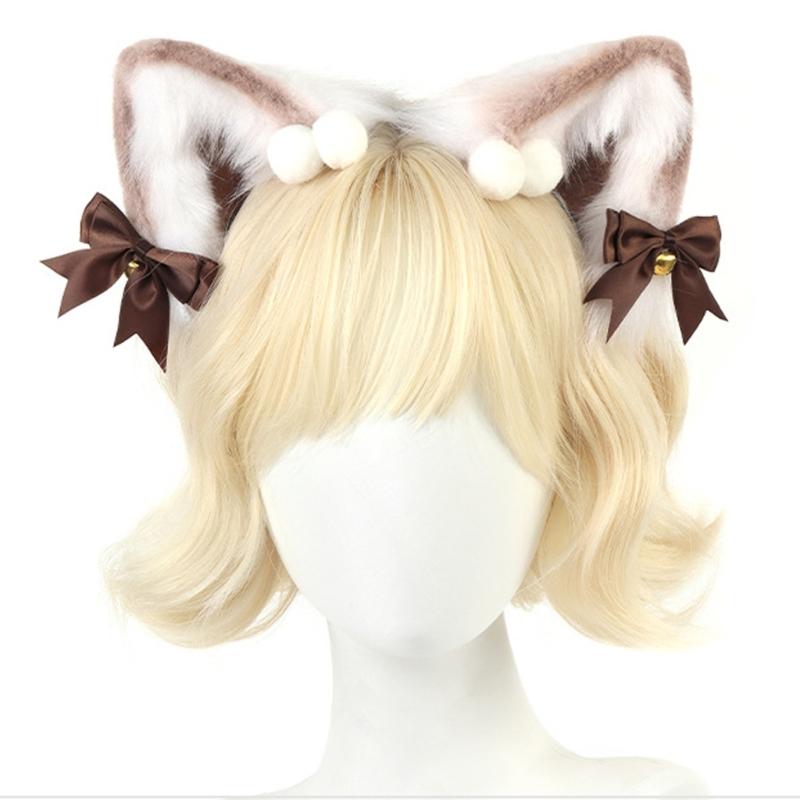 Plush Kitten Ears Headbands With NonSlip Silicone Grip For Role Play And Sports Activities Plush Headwear
