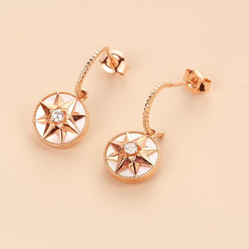 Purple Gold-Plated Rose Gold 18K Star Earrings, Light Luxury Trend High-Value Ear Jewelry