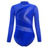 Tuta da Ginnastica Artistica per Bambine Ragazze Costume da Pattinaggio Artistico per Bambini Body in Rete Trasparente a Manica Lunga con Cutout Leotard da Balletto/Ginnastica