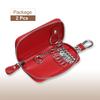 Genuine Leather Keychain Car Key Coin with 6 Metal Key Zipper Red [uxcell] 2-Piece Case, Case, Purse, Hooks, Ring, Bag, Men's & Women's,