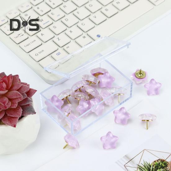 20 Pcs Star Glitter Push Pins Thumb Tacks with Storage Box Sparkly Push Pins for Bulletin Board Corkboard Photo Wall Office or Home