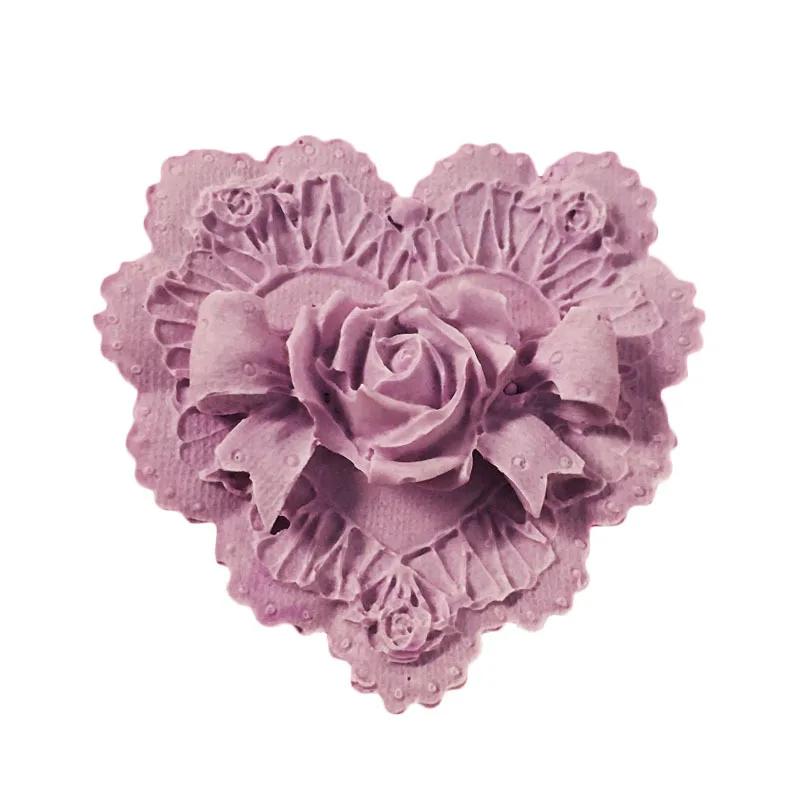 3D Rose Bowknot Flowers Silicone Chocolate Mould Heart Love Soap Mold Candle Polymer Clay Mold Crafts DIY Forms Soap Base
