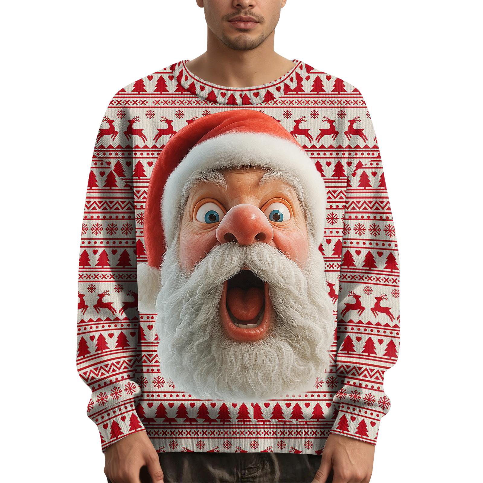 

Мужской рождественский свитер с принтованным воротником XL