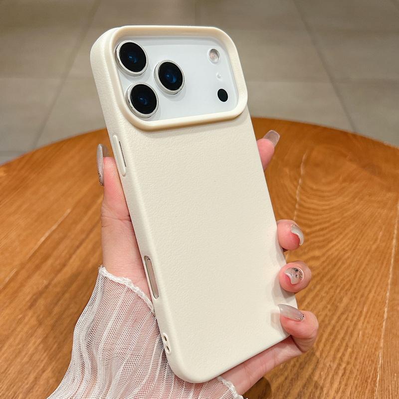 

Мягкий ТПУ чехол с текстурой кожи, противоударный, для iPhone 17 Air 16 15 Pro Max 12 13 14 15 Pro 11, однотонный силиконовый чехол, Fundas iPhone 17 Pro Max античный белый