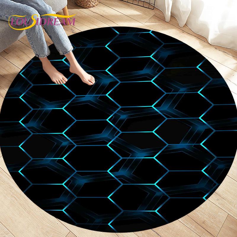 Tappeto per area illusione visiva geometrica astratta 3D Tappeto grande, rotondo per soggiorno, camera da letto, divano, decorazione, tappetino antiscivolo