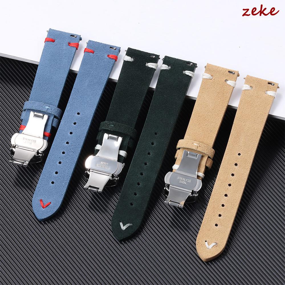 Quick Release Soft Suede Watch Strap Butterfly Clasp Calfskin Wristband for Seiko 18/20/22mm for Huawei Watch Gt3/Gt4 Bracelets