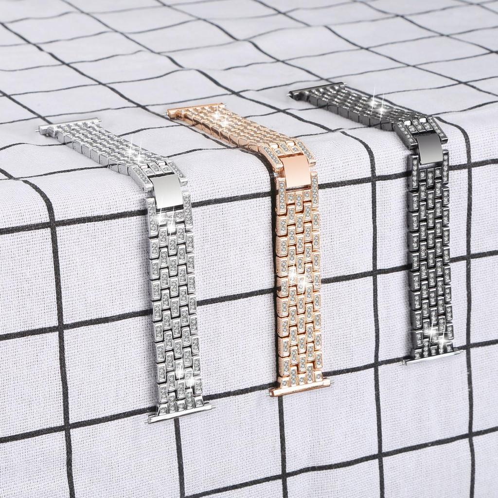 FitTurn Compatible with Willful SW020 ID205/SW021 ID205L/SW025 ID205S Smart Watch Band for Women Men Replacement Quick Release Rhinestone Metal Bling