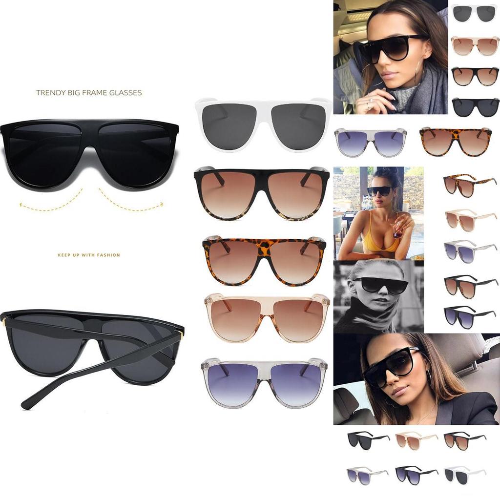 Oversized Women Sunglasses Ladies Vintage Flat Top Large Shield Fashion Uv400 Protection