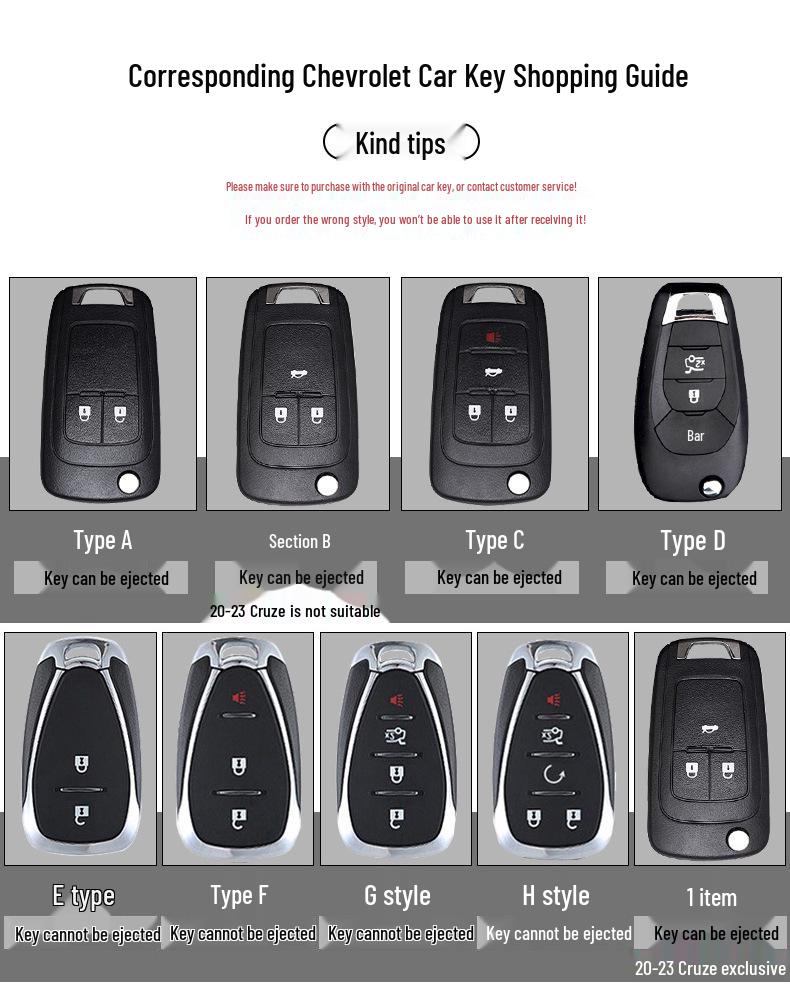 Chevrolet Covoz, Cruze, Malibu XL, Sail 3, Equinox Key Set