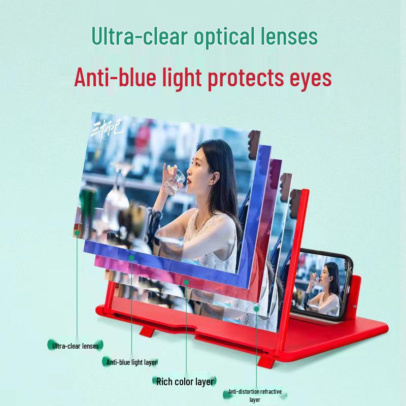 3D Blue Light Filter Mobile Amplifier with Pull-Out Stand for Eye Protection