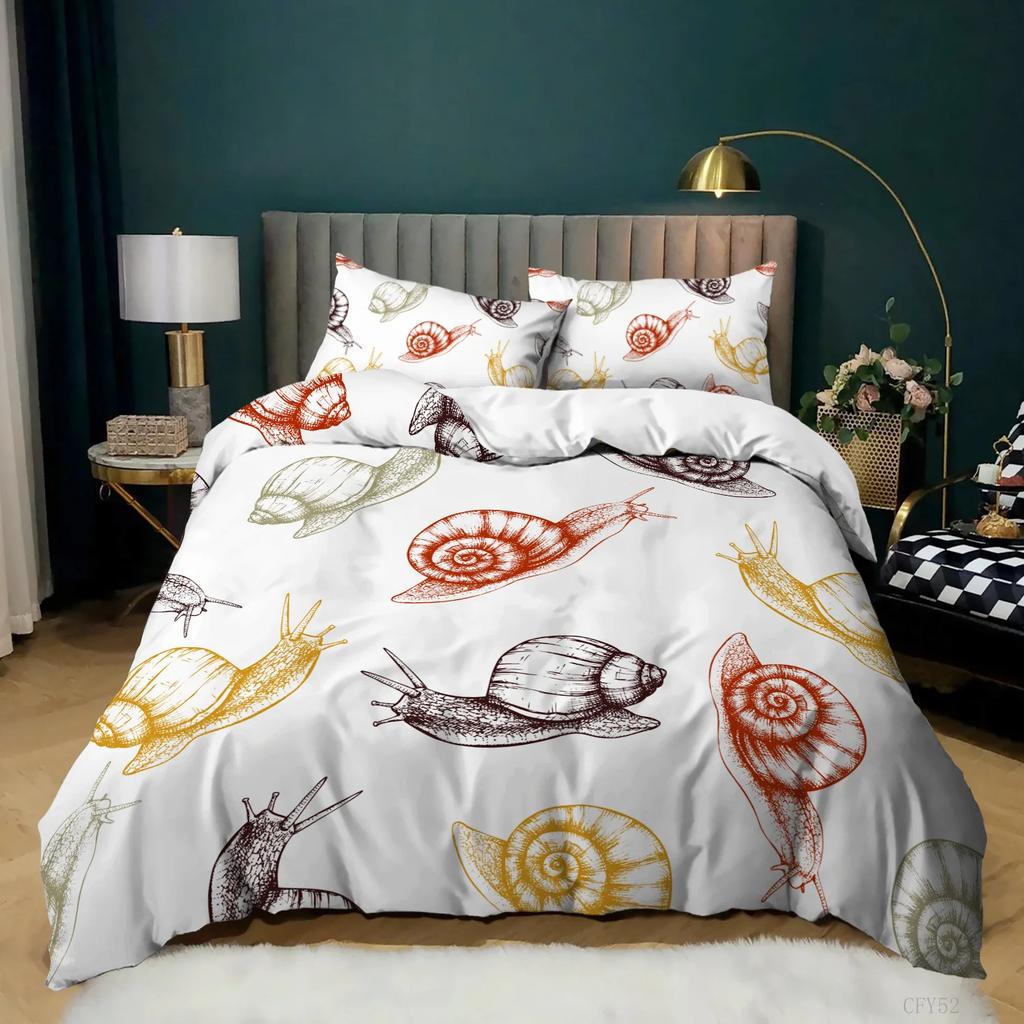 Cute Cartoon Snail Pattern Three-Piece Set Suitable For Boys And Girls Bedroom Decoration Bedding