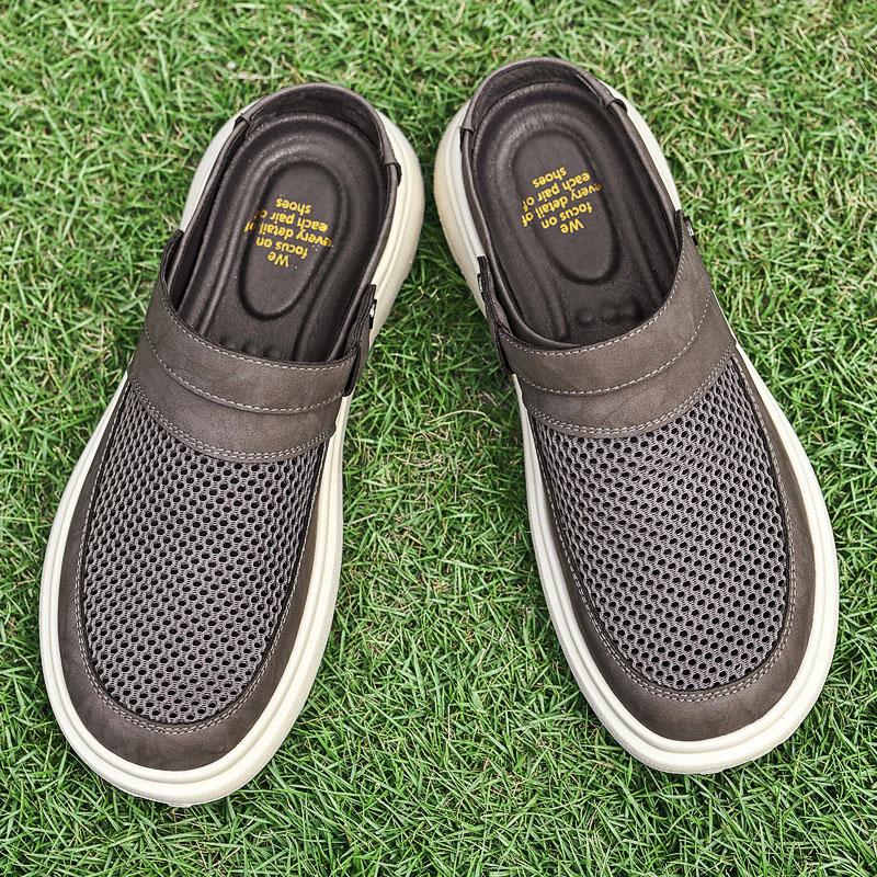Fashion Breathable Men's Outdoor Slippers New Arrival Summer Half Drag Outdoor Wear-Resistant Sandals Anti-Slip Two-Purpose Half Flats