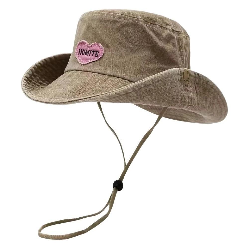 

Fashion Solid Color Western Cowboy Hat Pink Love Adjustable Wide Brim Sun Hat Sun Protection Japanese Y2k Fisherman Hat Girl хаки