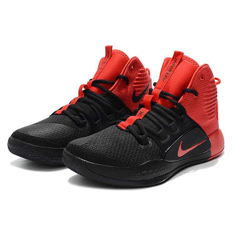 Nike Hyperdunk X Puntera Redonda Cordones Antideslizantes Ligeras Zapatillas de Baloncesto de Caña Alta para Hombre Zapatilla Negra Roja AO7890-600