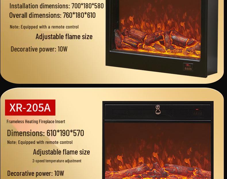 Decorative Flame Electric Fireplace Heater: Built-In Home Simulation