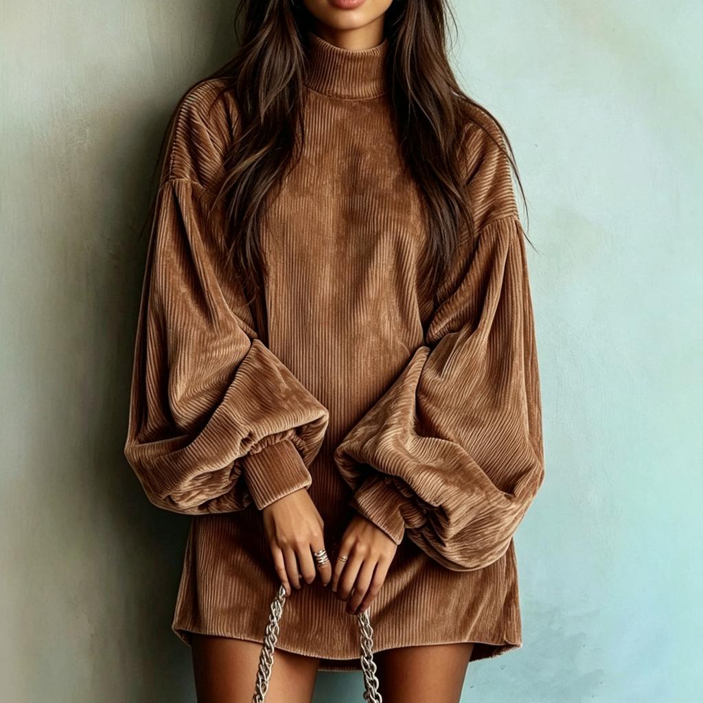 Women's Casual Loose Fit Long Sleeve Pullover Dress for Everyday Wear